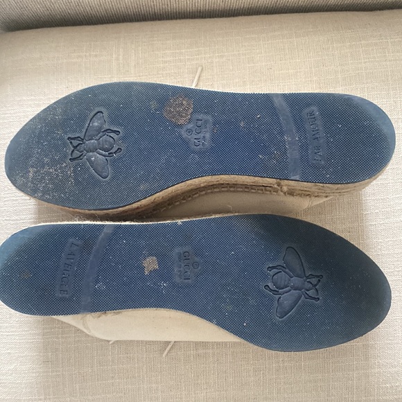 Gucci Canvas Logo Lace-Up Platform Espadrilles Greggio Grege - Picture 8 of 8